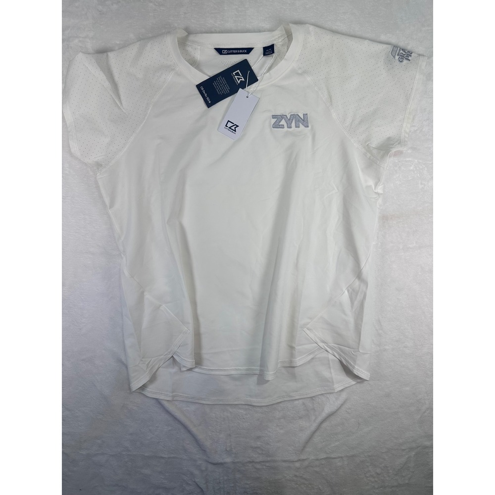 Cutter & Buck ZYN Performance Shirt Medium White Grand Prix Women Activewear